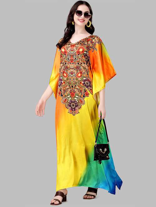 women printed kimono sleeve kaftan dress - 21960661 - Standard Image - 0