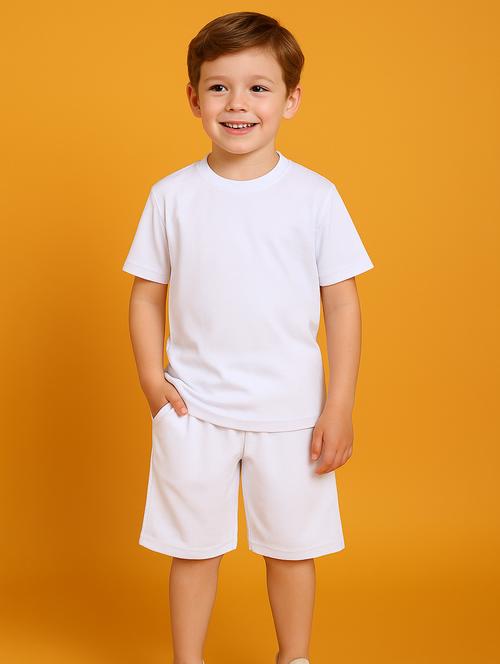 boys solid t-shirt & shorts co-ord set - 21960667 -  Standard Image - 0