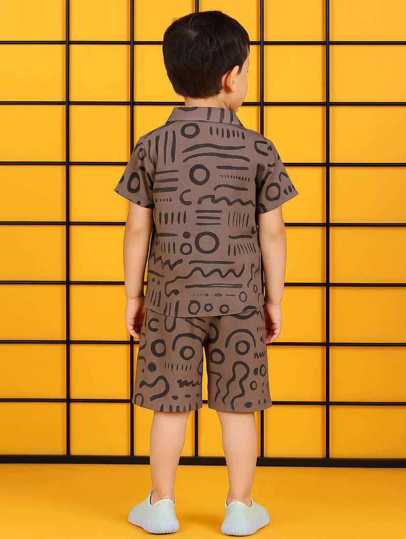 boys printed shirt & shorts co-ord set - 21960670 -  Standard Image - 2