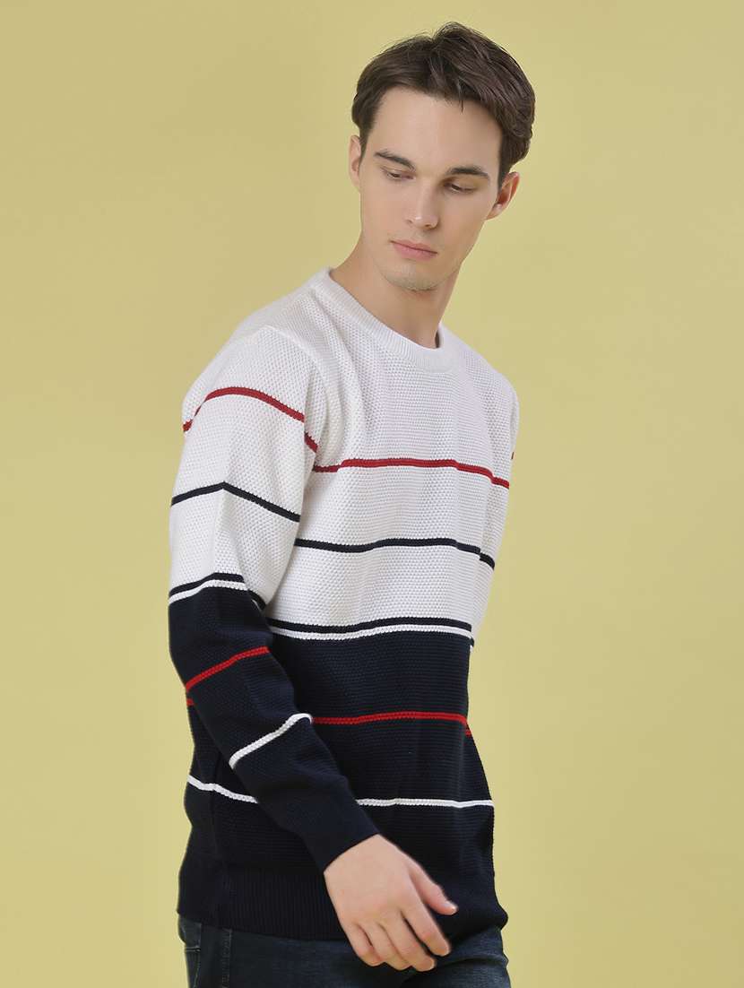 men striped long sleeve regular fit pullover - 21961125 - Standard Image - 2