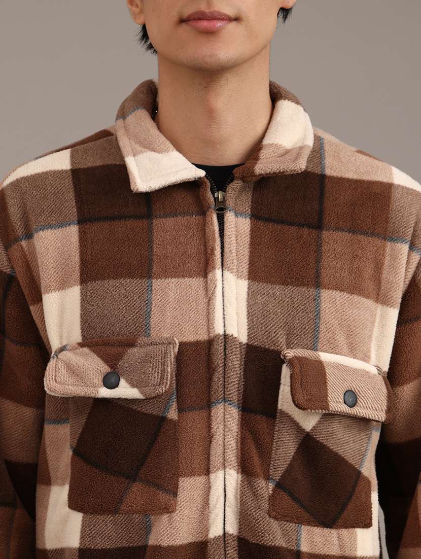 men checkered long sleeve regular fit shacket - 21961219 -  Standard Image - 2