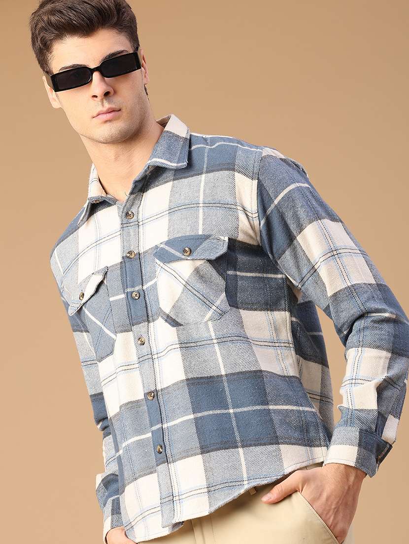 men checkered long sleeve regular fit casual shirt