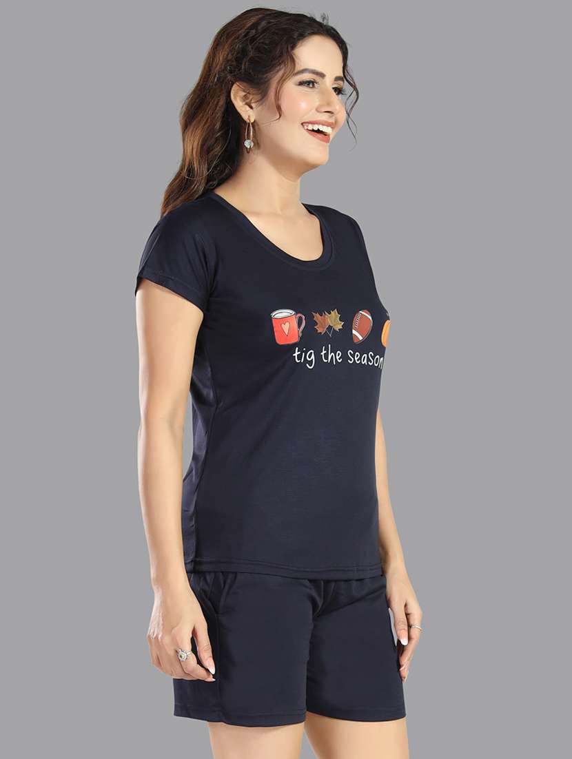 women printed nightwear shorts set - 21961336 -  Standard Image - 2