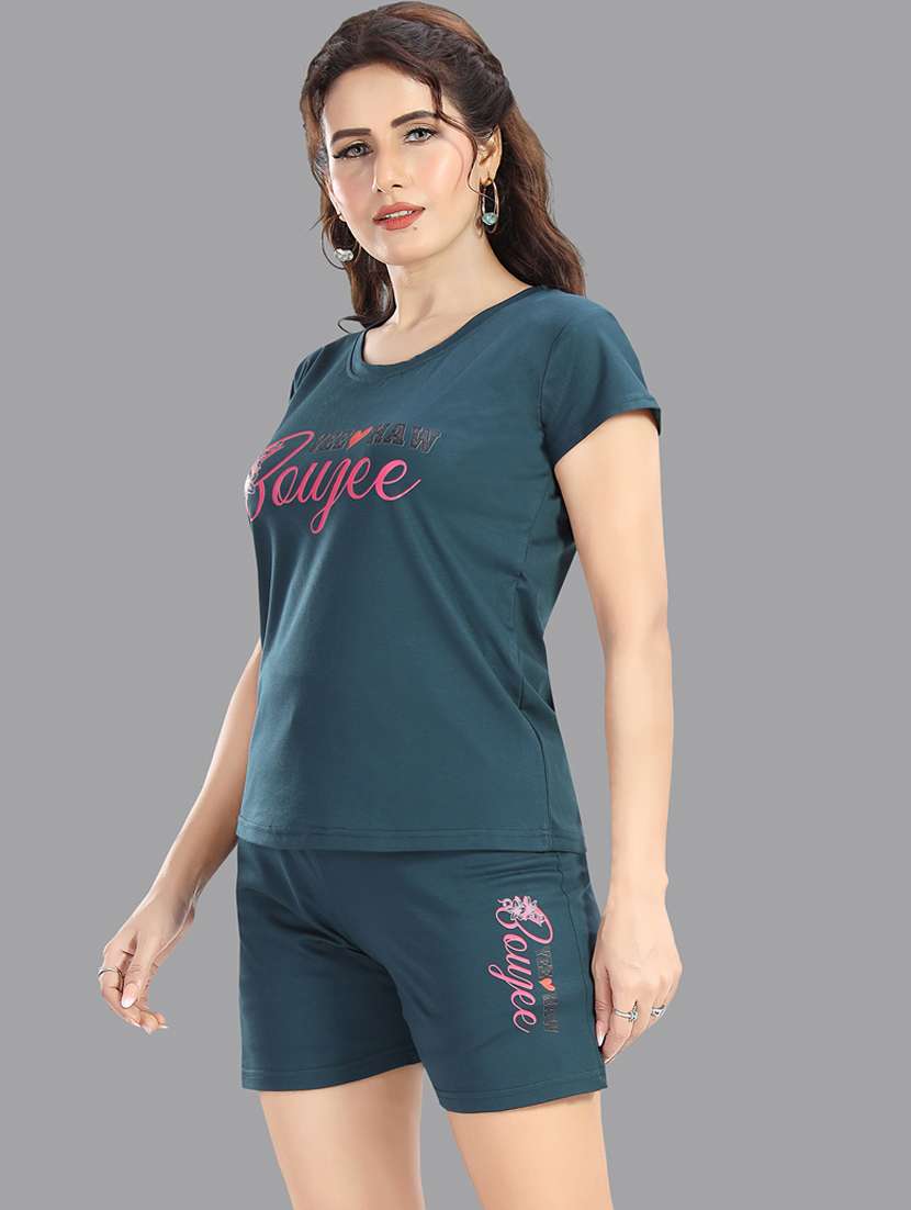 women printed nightwear shorts set - 21961338 -  Standard Image - 2
