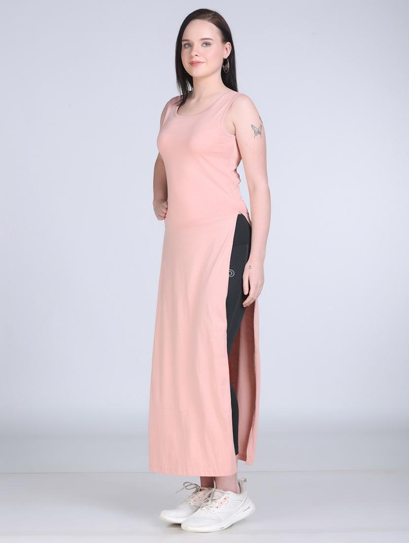 women solid sleeveless long straight top - 21961345 - Standard Image - 2
