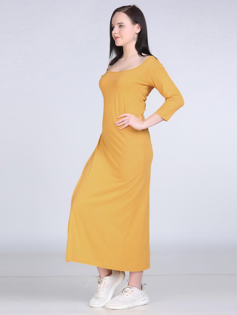 women solid scoop neck long straight top - 21961347 - Standard Image - 2