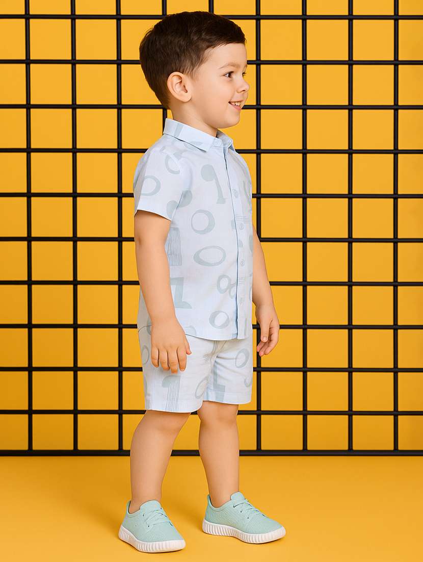 boys printed shirt & shorts co-ord set - 21961404 -  Standard Image - 2
