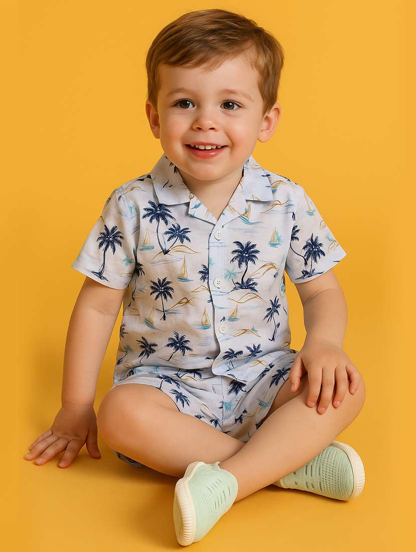 boys printed shirt & shorts co-ord set - 21961406 -  Standard Image - 2