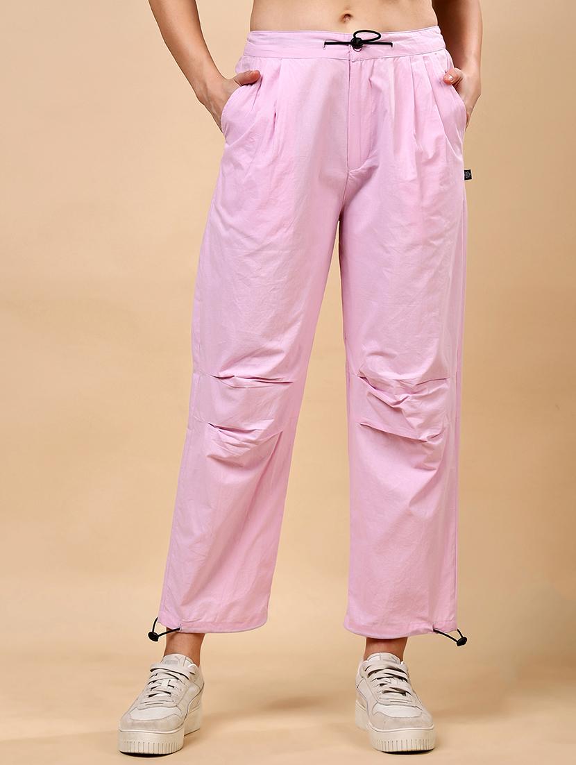women pink solid mid rise parachute pant - 21961417 - Zoom Image - 0