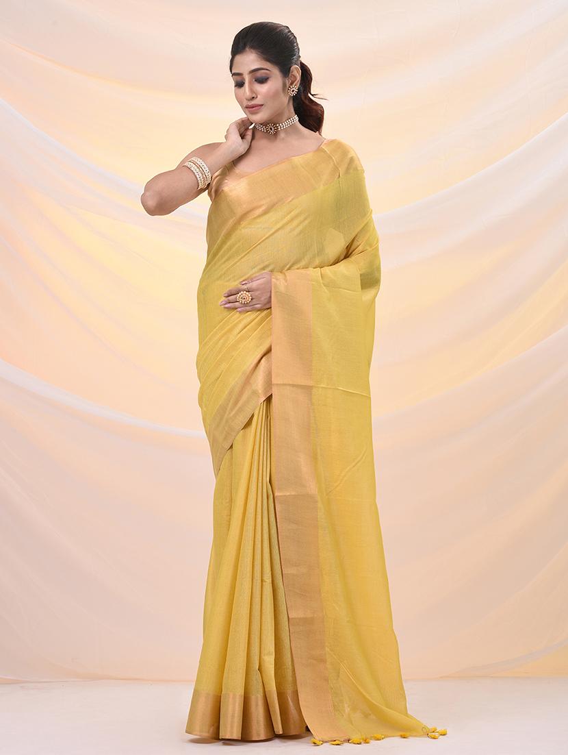 women solid with bordered saree with blouse - 21961514 -  Zoom Image - 0