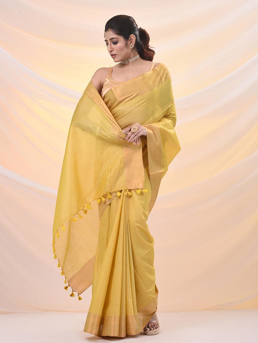 women solid with bordered saree with blouse - 21961514 - Standard Image - 2