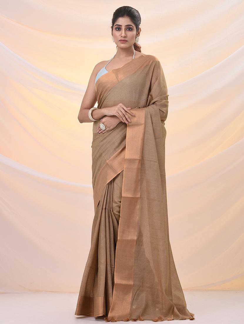 women solid with bordered saree with blouse - 21961515 - Standard Image - 2