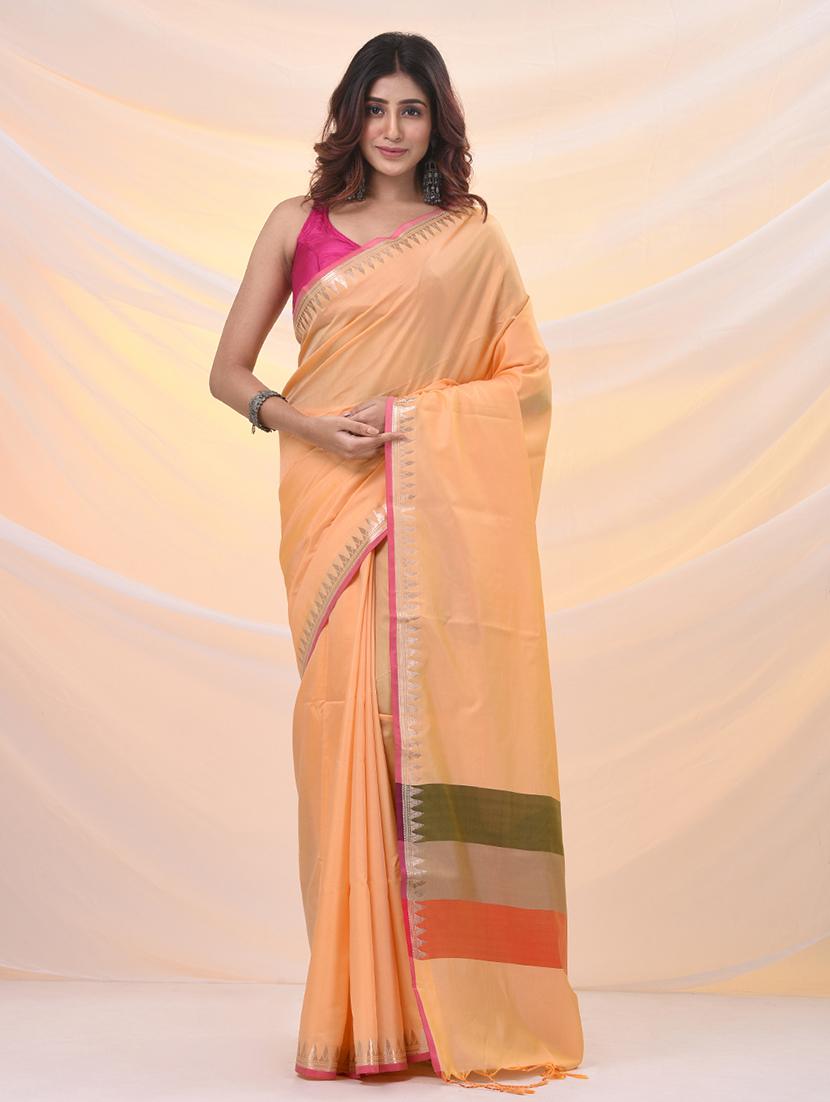 women solid with bordered saree with blouse - 21961520 - Zoom Image - 0