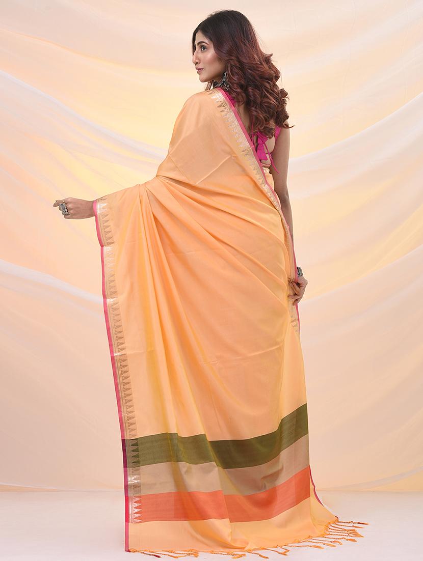 women solid with bordered saree with blouse - 21961520 - Standard Image - 2