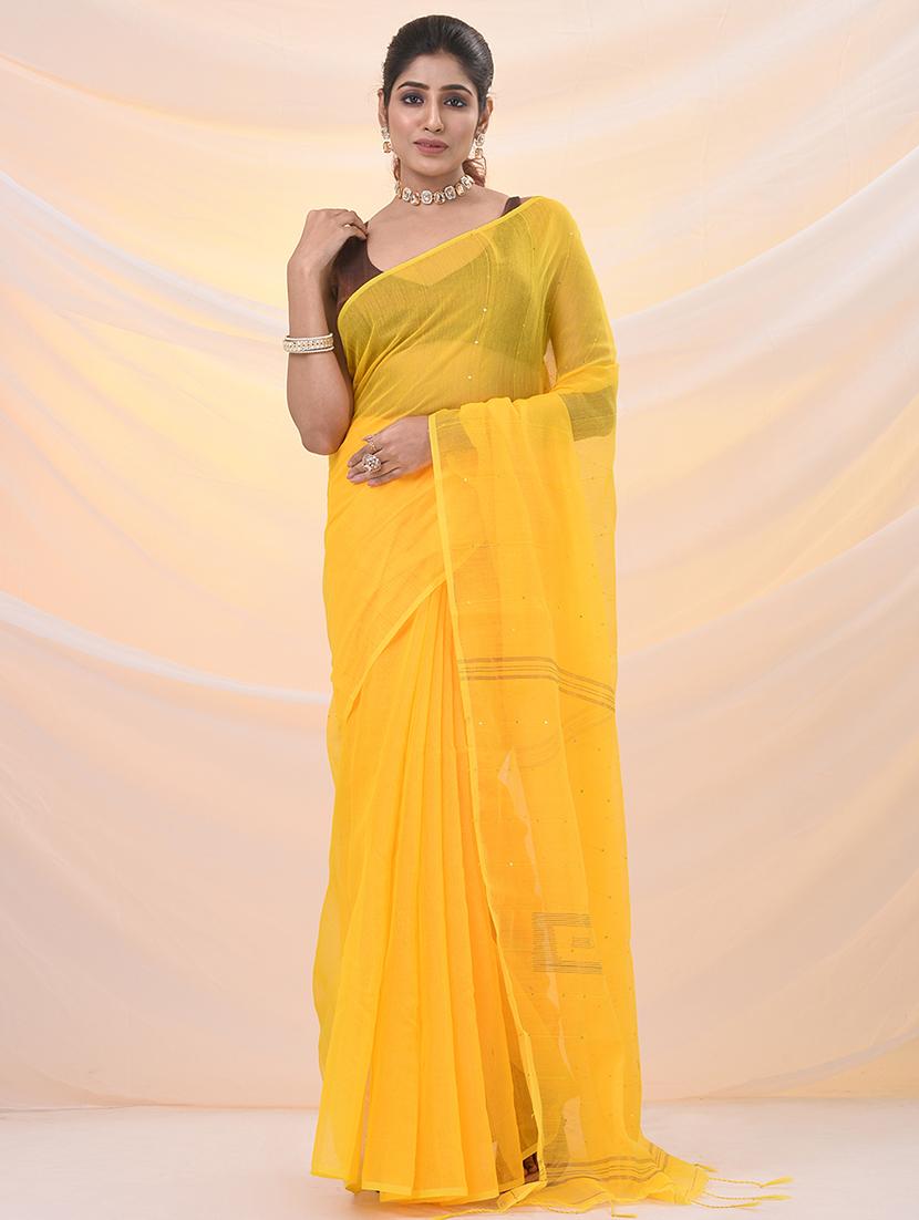 women solid with work embellished saree with blouse - 21961521 -  Zoom Image - 0