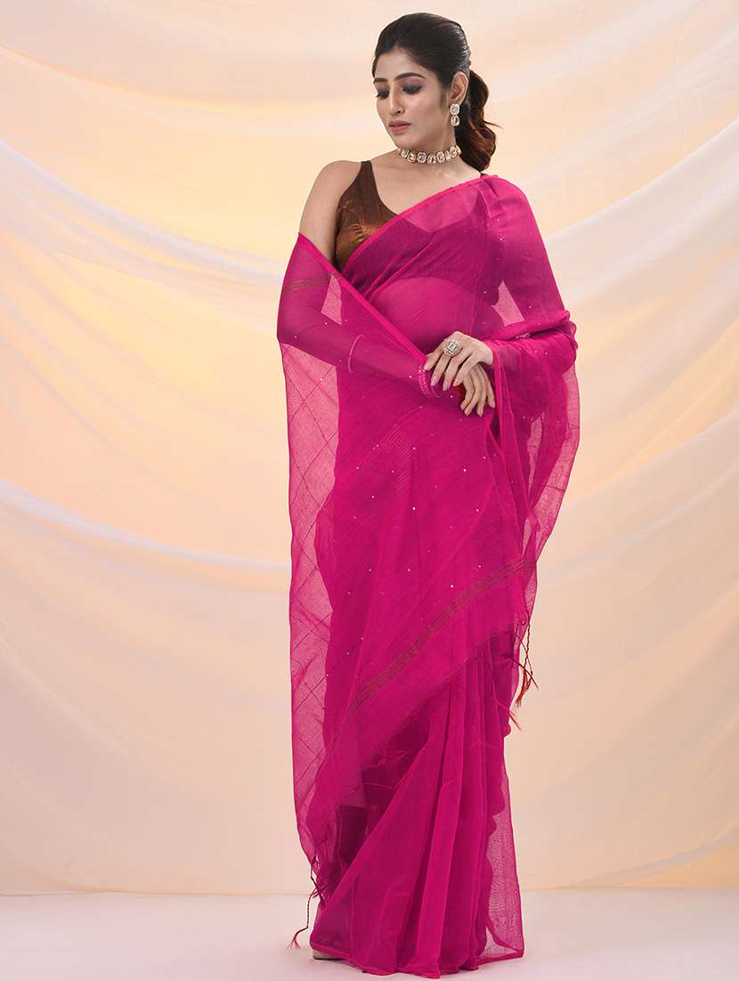 women solid with work embellished saree with blouse - 21961522 -  Standard Image - 2