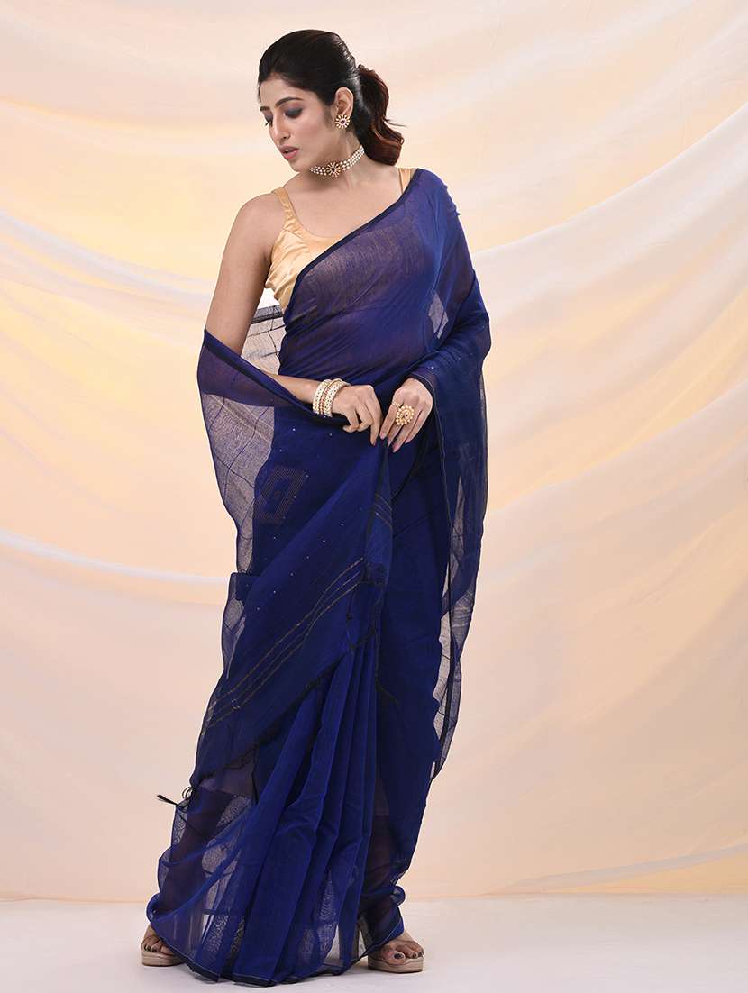 women solid with work embellished saree with blouse - 21961523 -  Standard Image - 2