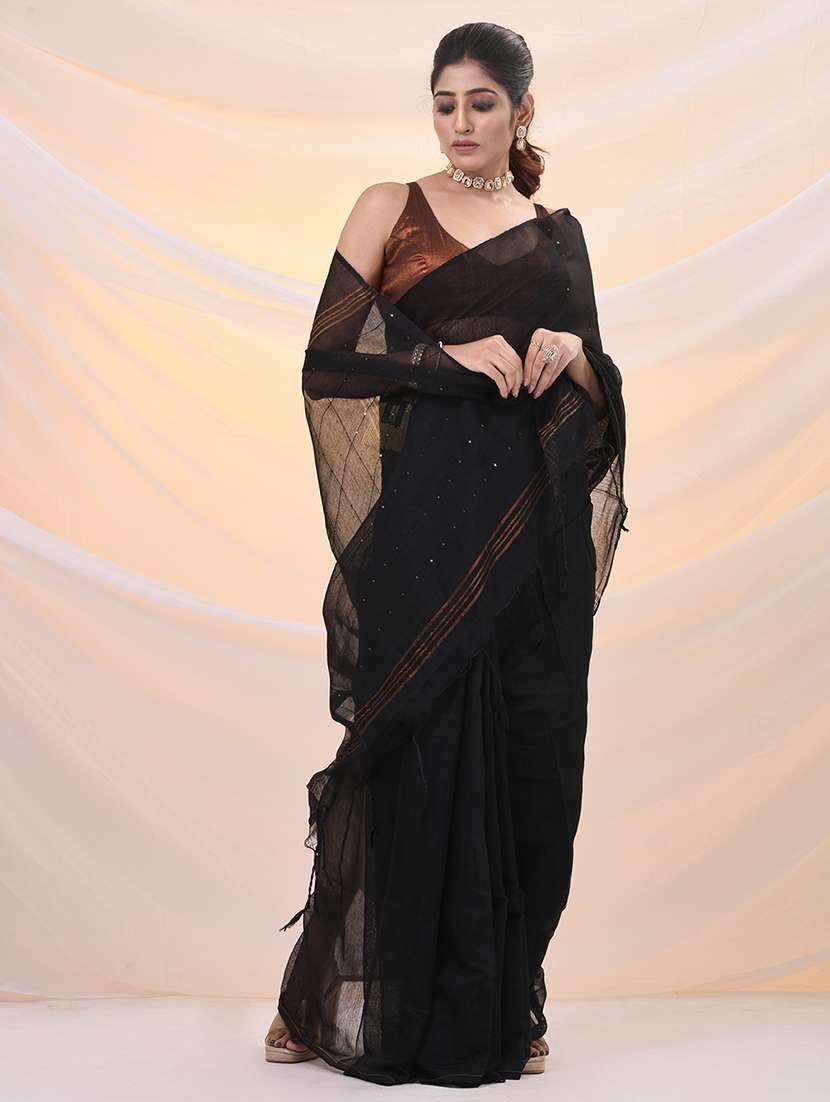 women solid with work embellished saree with blouse - 21961525 - Standard Image - 2