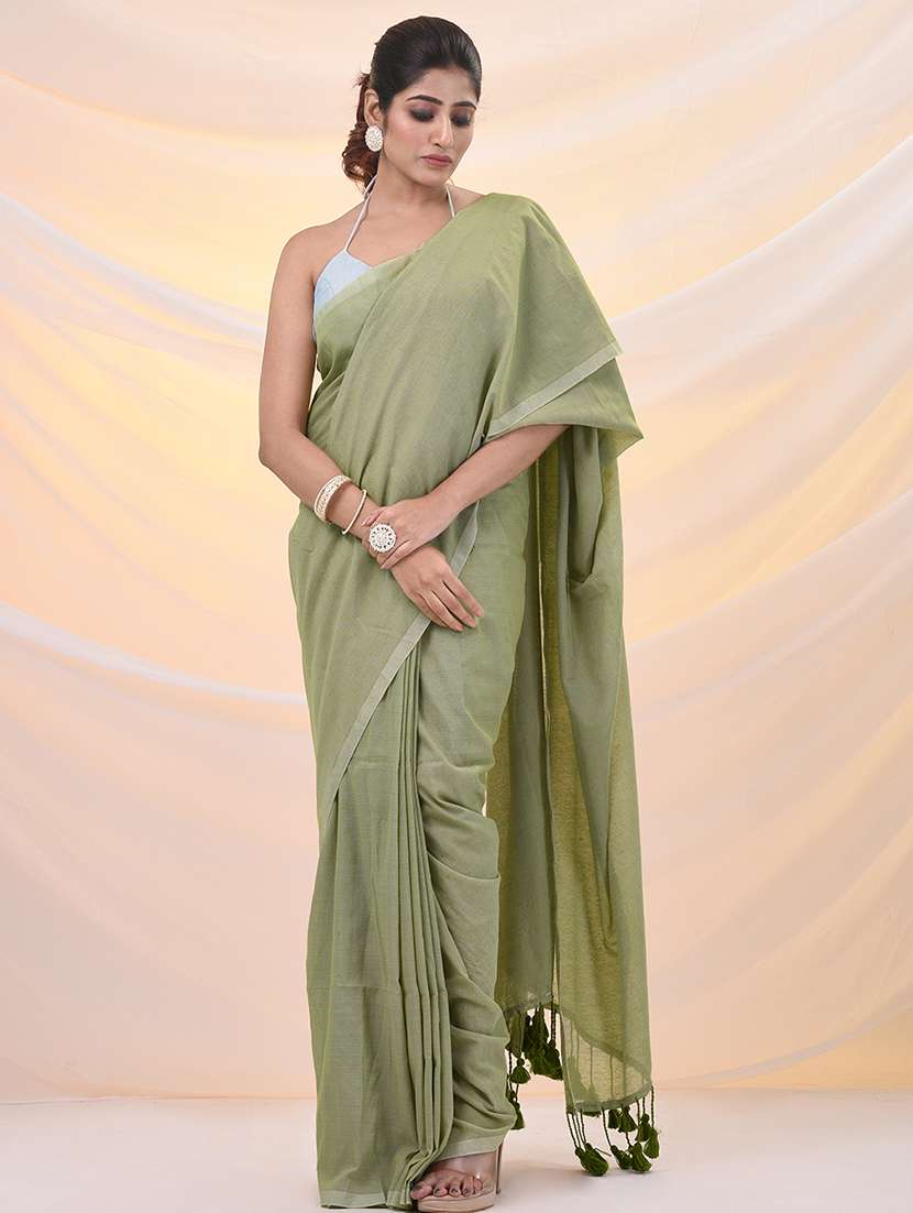 women solid plain saree with blouse - 21961526 -  Standard Image - 2
