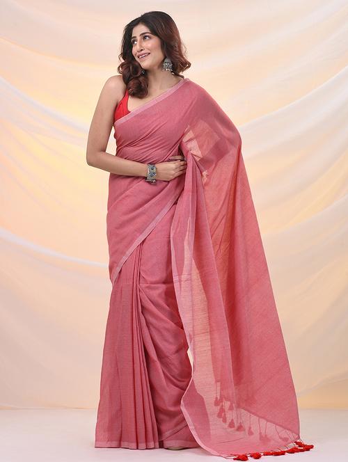 women solid plain saree with blouse - 21961530 - Standard Image - 0