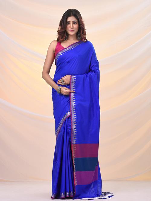 women solid with bordered saree with blouse - 21961533 -  Standard Image - 0