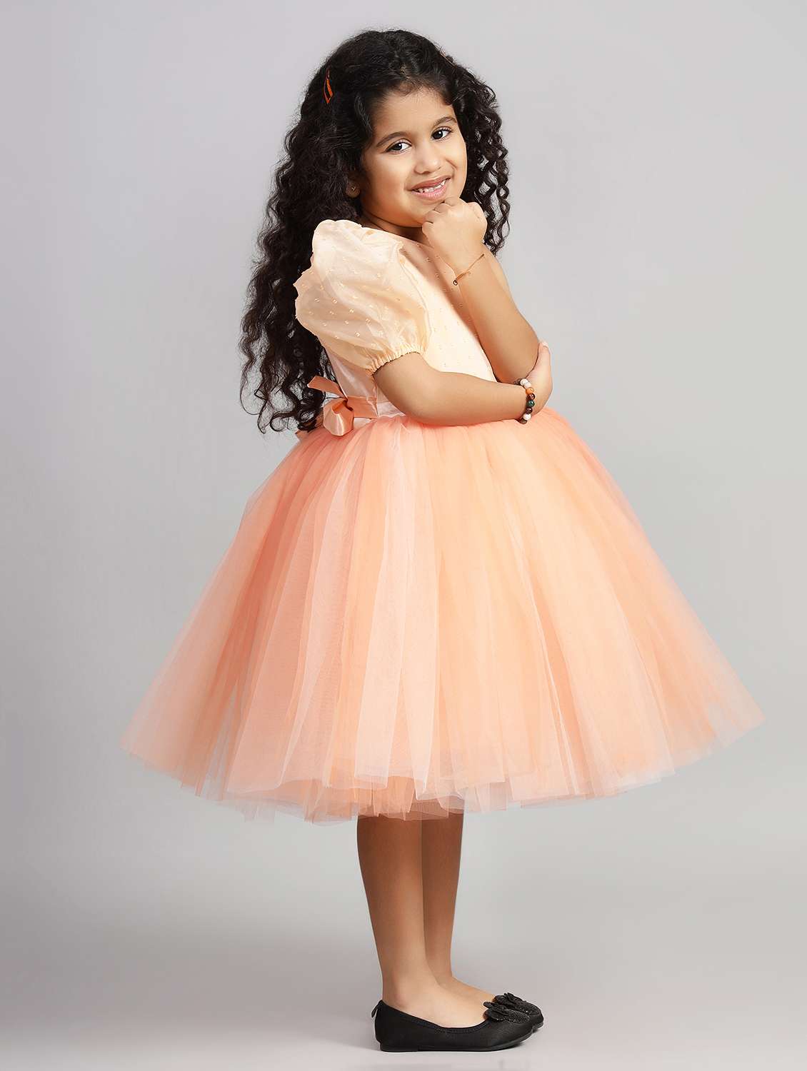 girls solid single shoulder fit & flare dress  - 21961539 -  Standard Image - 2