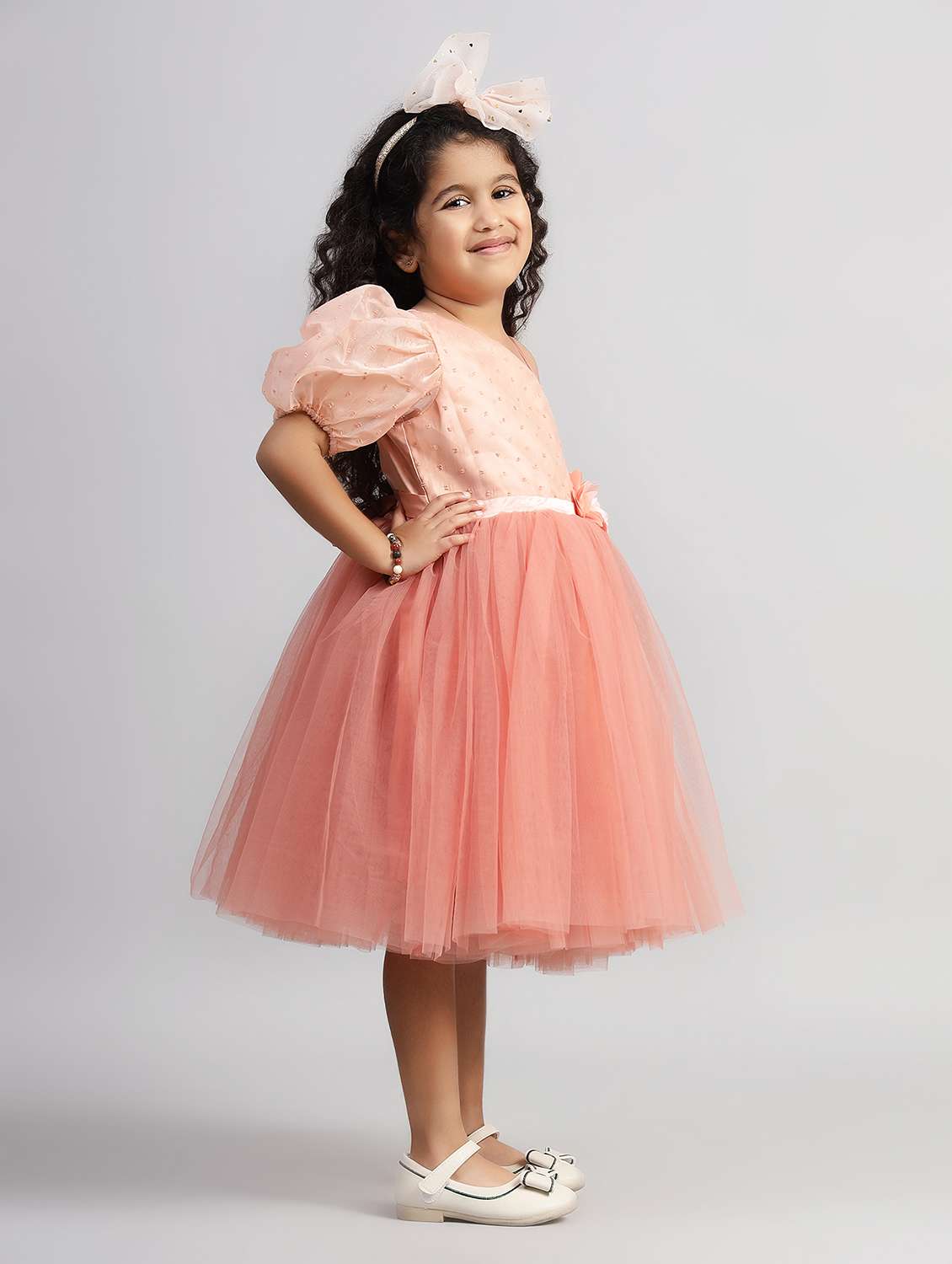 girls solid single shoulder fit & flare dress  - 21961541 -  Standard Image - 2