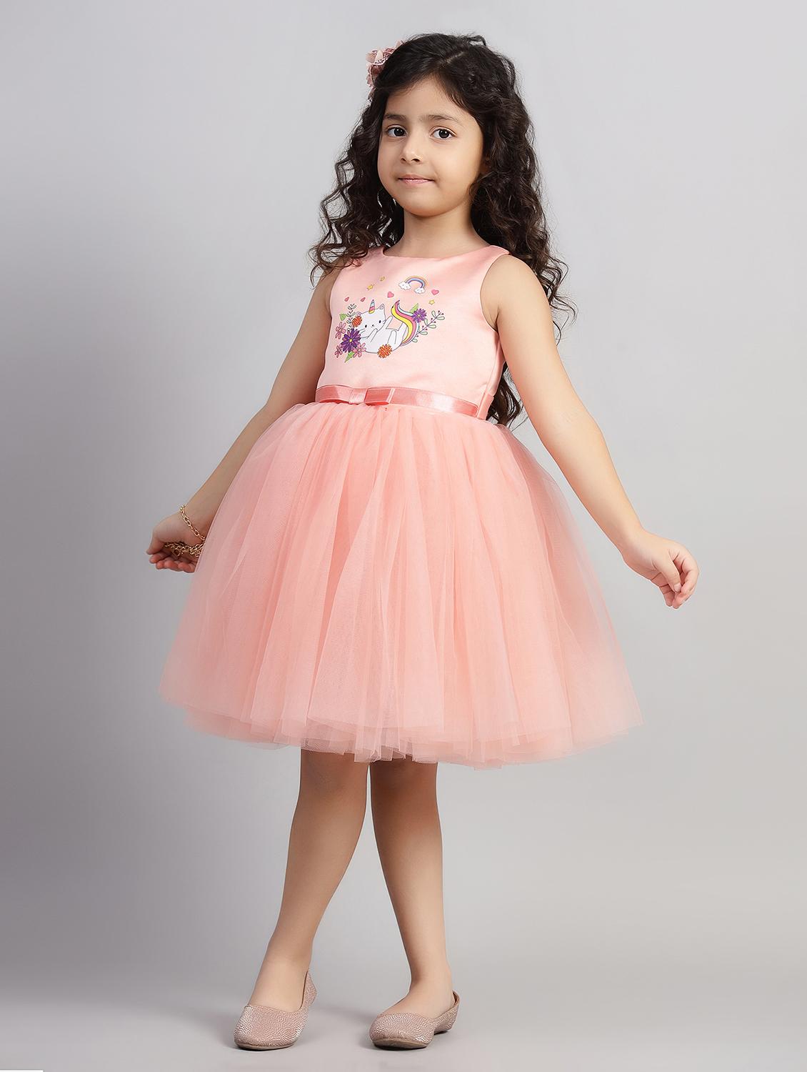 girls printed sleeveless fit & flare dress - 21961552 - Standard Image - 2