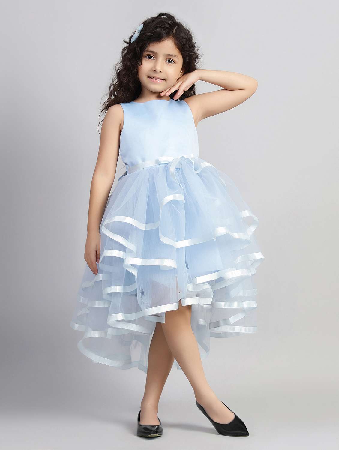 girls light blue sleeveless ruffle dress - 21961560 -  Standard Image - 2