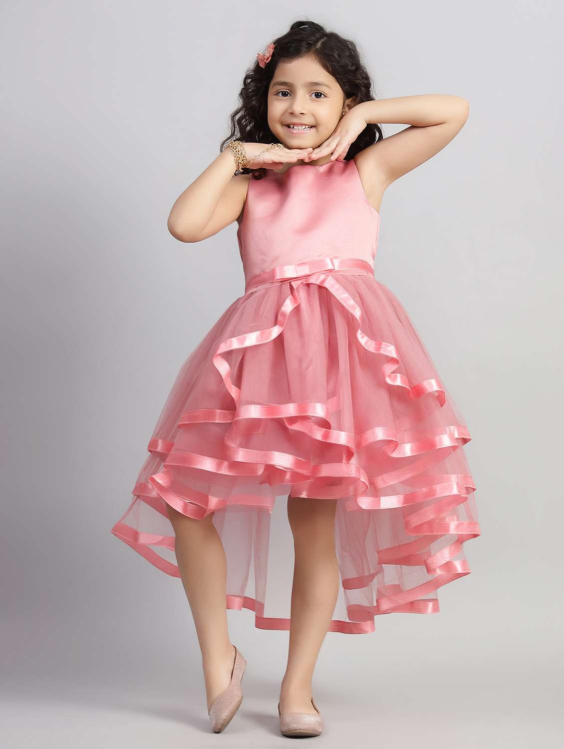 girls solid sleeveless ruffled dress - 21961562 -  Standard Image - 2