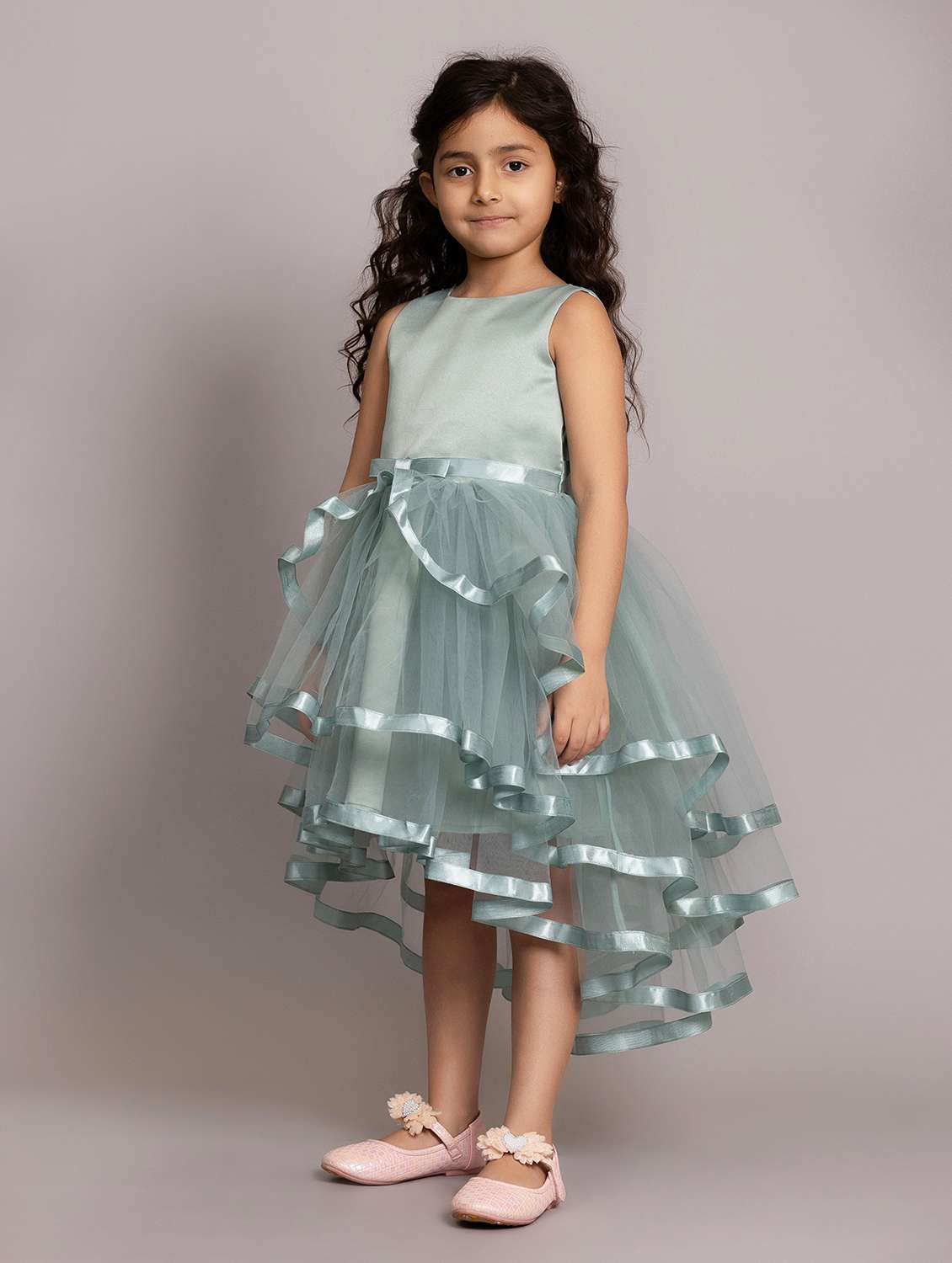 girls solid sleeveless ruffled dress - 21961565 -  Standard Image - 2