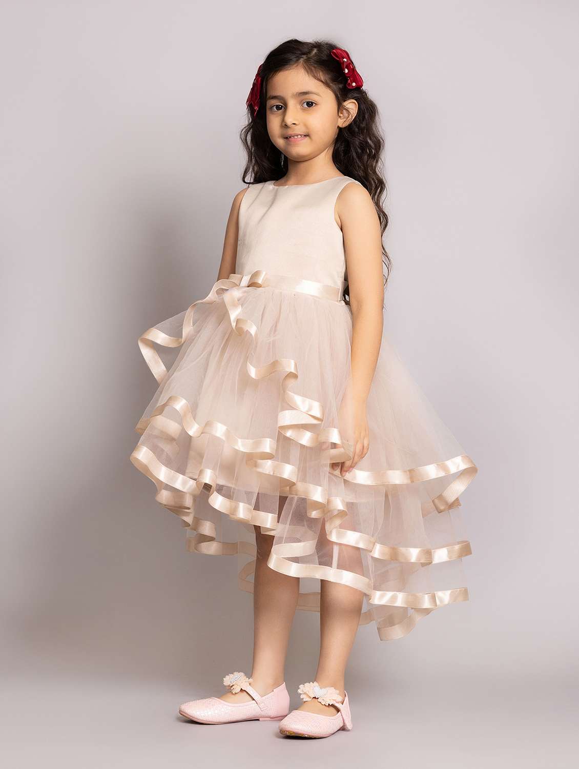 girls solid sleeveless ruffled dress - 21961567 -  Standard Image - 2