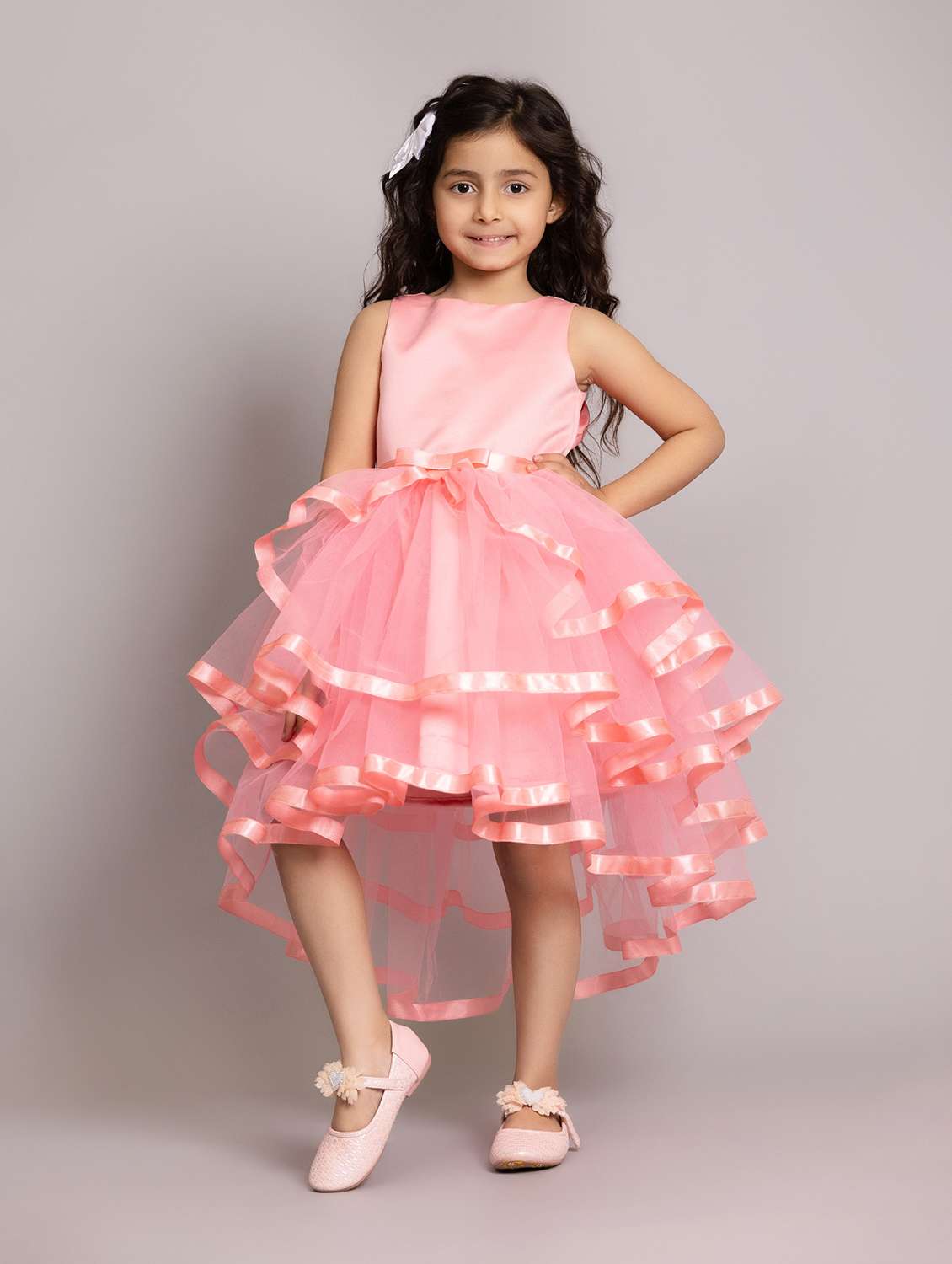 girls solid sleeveless ruffled dress - 21961569 -  Standard Image - 2