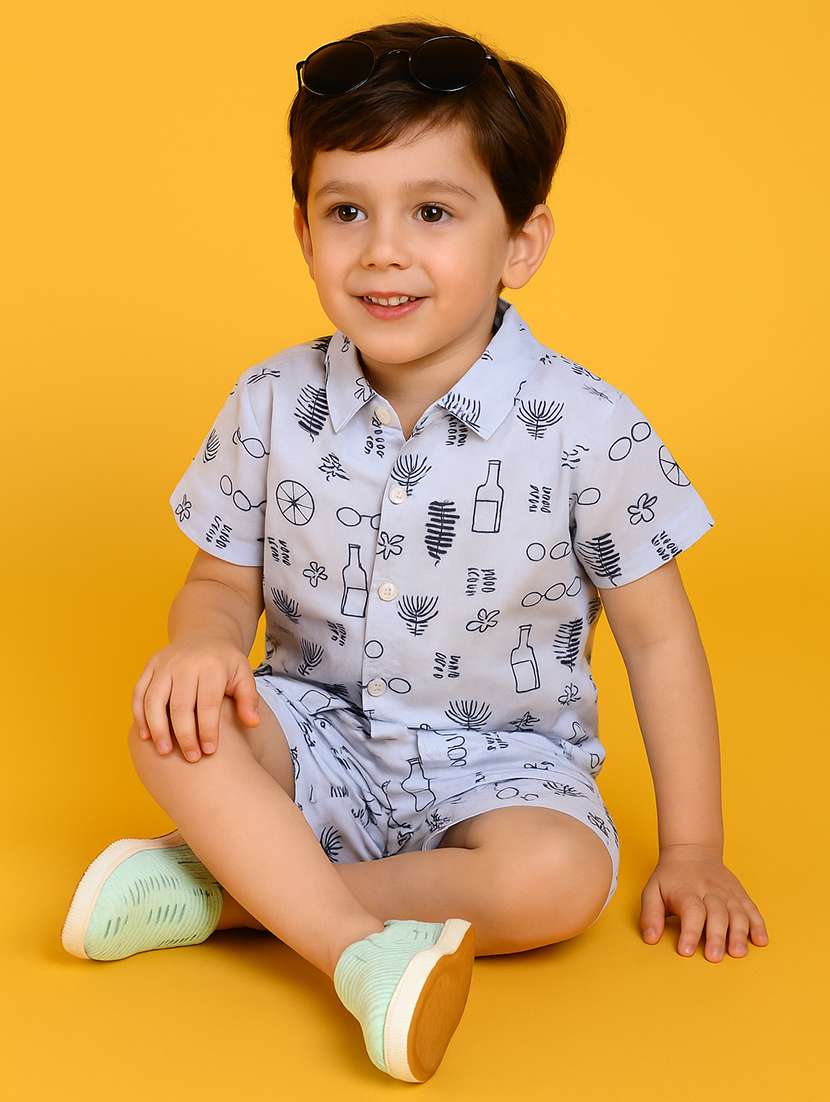 boys printed shirt & shorts co-ord set - 21961604 -  Standard Image - 2