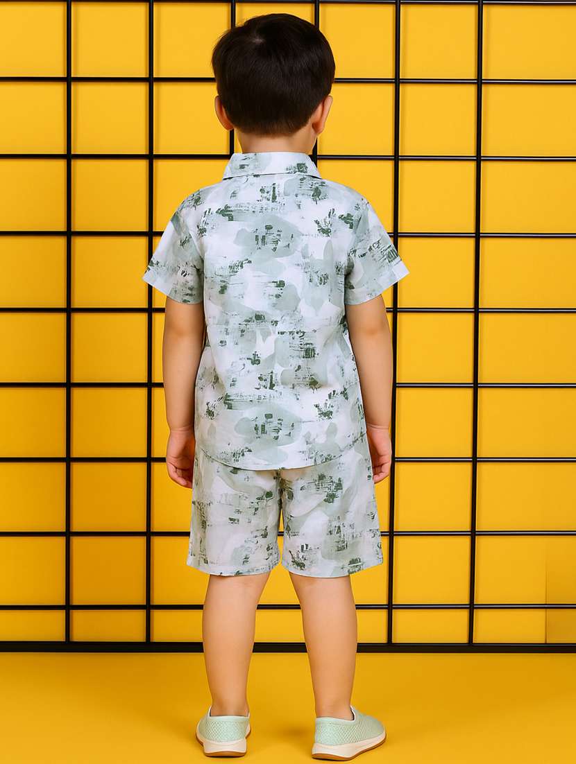 boys printed shirt & shorts co-ord set - 21961608 -  Standard Image - 2