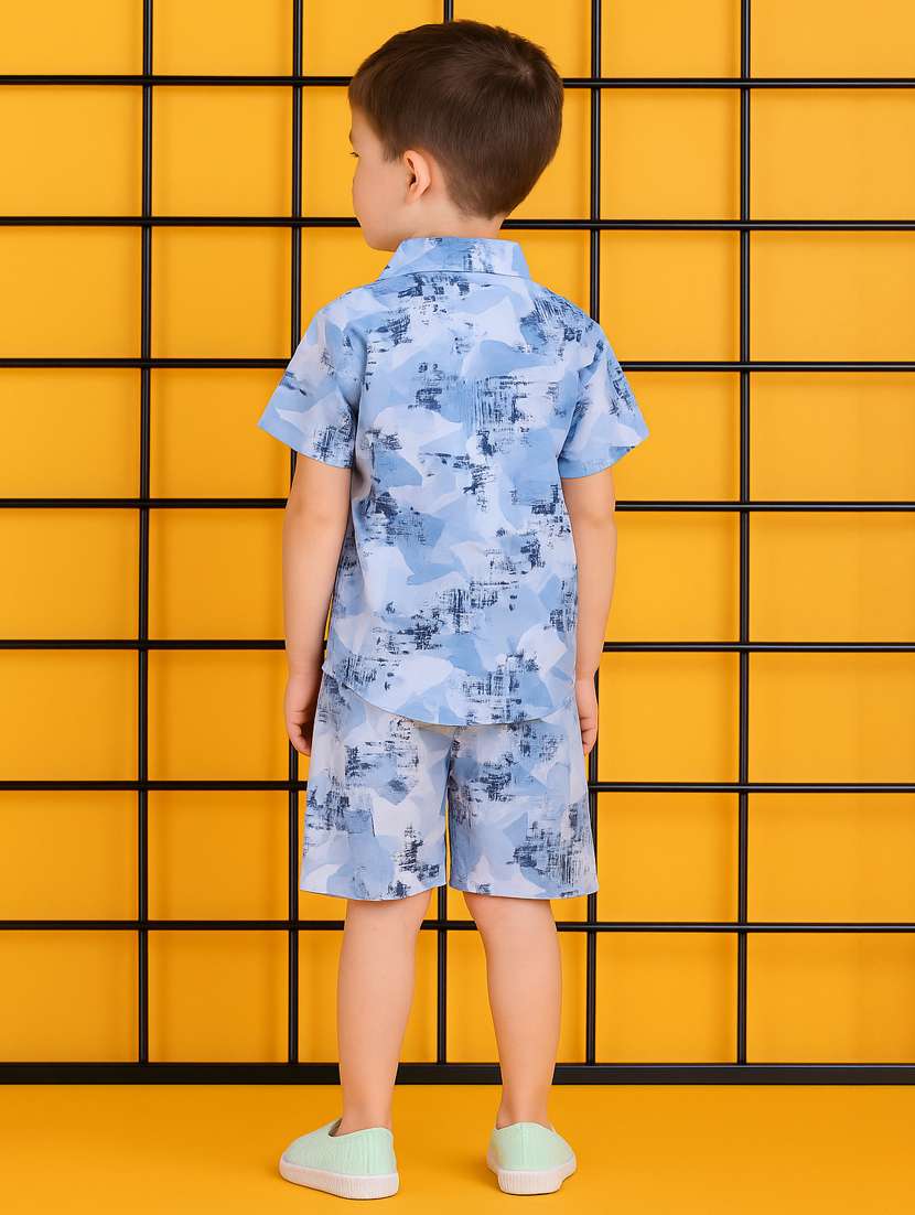 boys printed shirt & shorts co-ord set - 21961609 -  Standard Image - 2