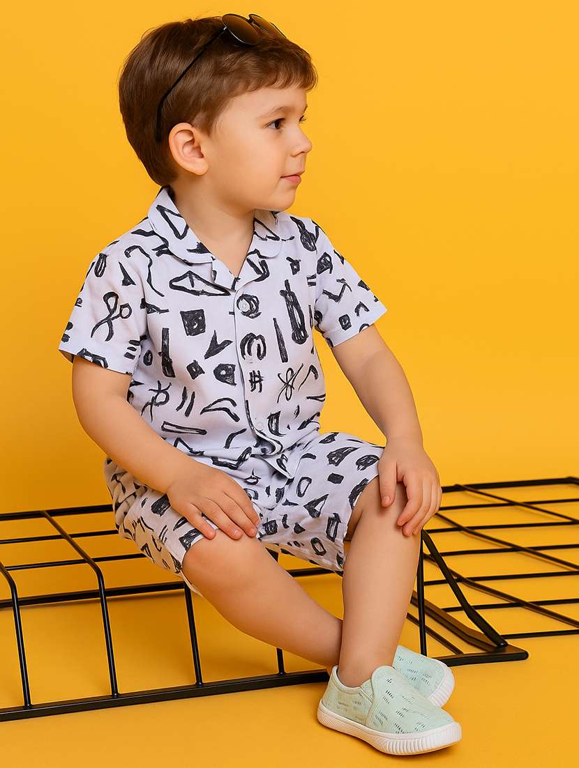 boys printed shirt & shorts co-ord set - 21961611 -  Standard Image - 2
