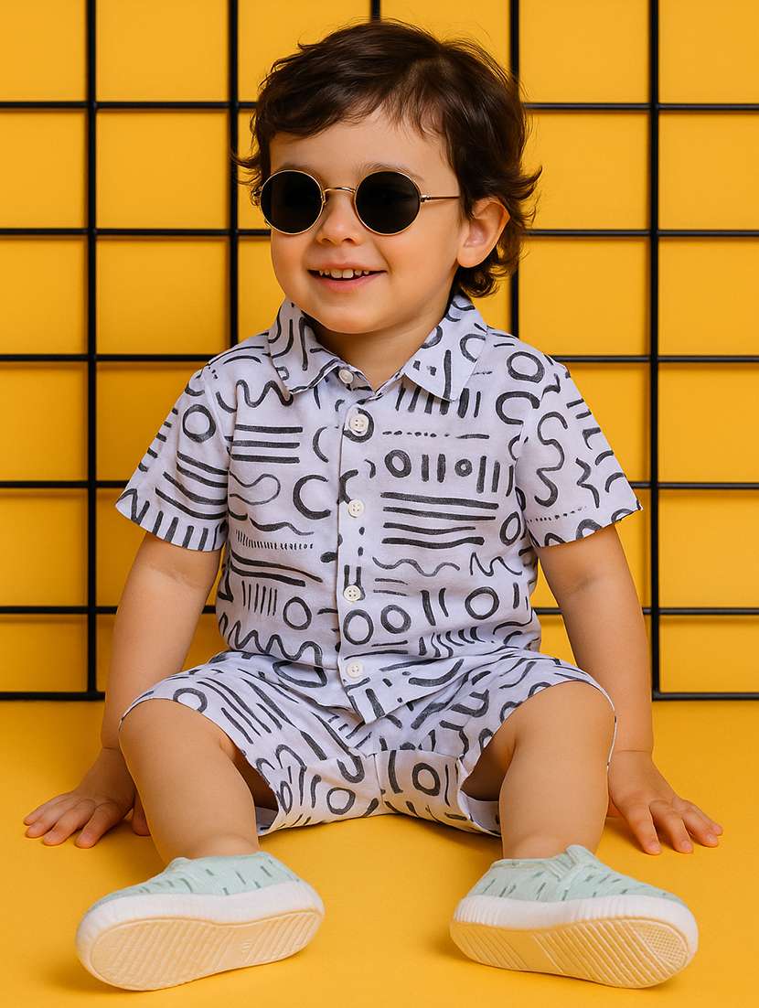boys printed shirt & shorts co-ord set - 21961612 -  Standard Image - 2