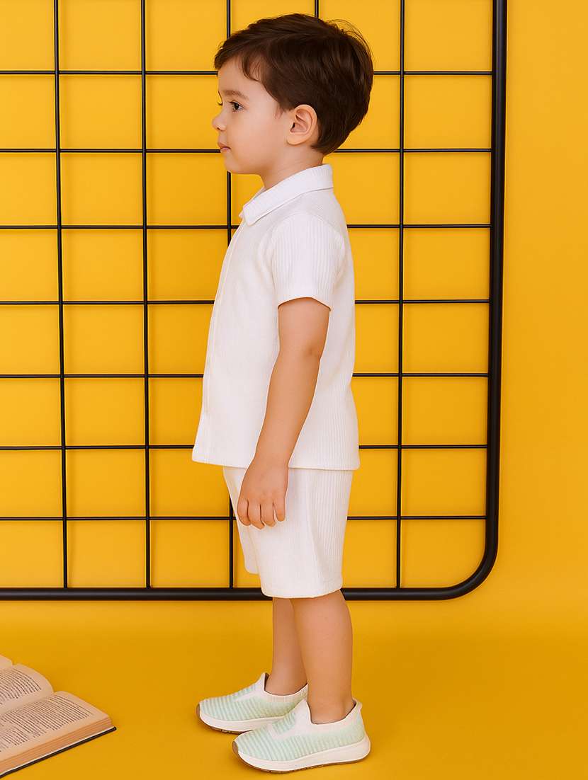 boys solid shirt & shorts co-ord set - 21961616 -  Standard Image - 2