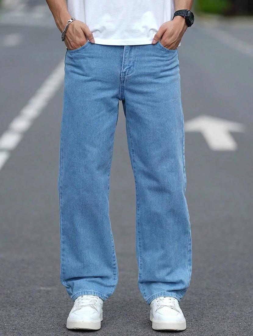 men solid mid rise full length baggy jeans - 21961619 - Zoom Image - 0