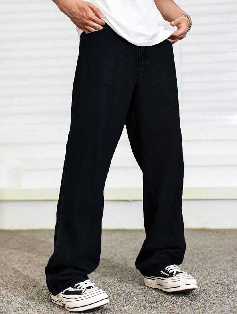 men solid mid rise full length baggy jeans - 21961620 - Zoom Image - 0