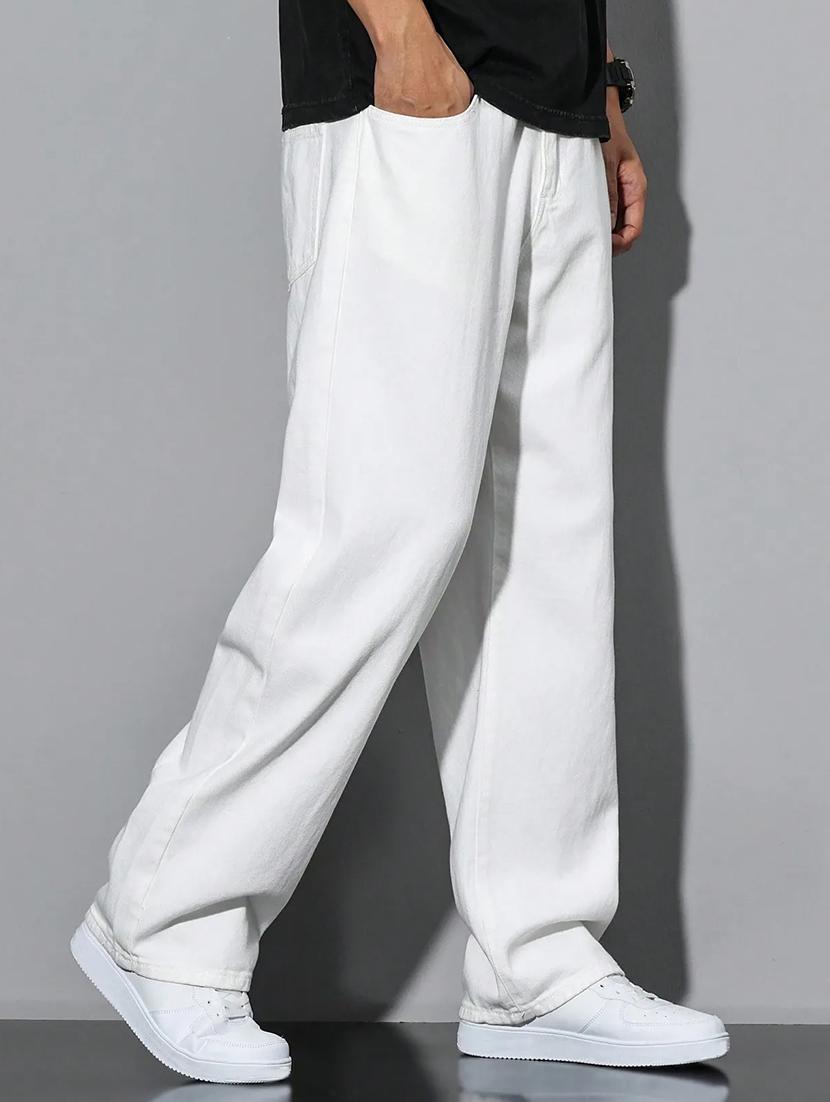 men solid mid rise full length baggy jeans - 21961621 - Standard Image - 2