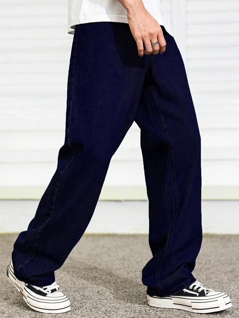 men solid mid rise full length baggy jeans - 21961622 - Standard Image - 2