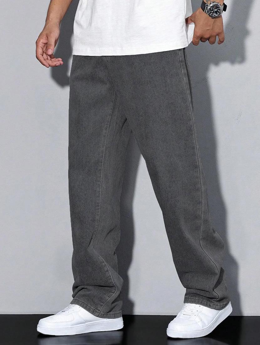 men solid mid rise full length baggy jeans - 21961623 - Zoom Image - 0