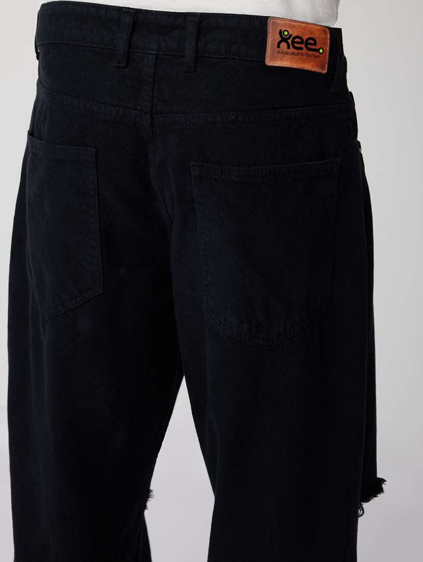 men slash knee mid rise full length baggy jeans - 21961626 -  Standard Image - 7