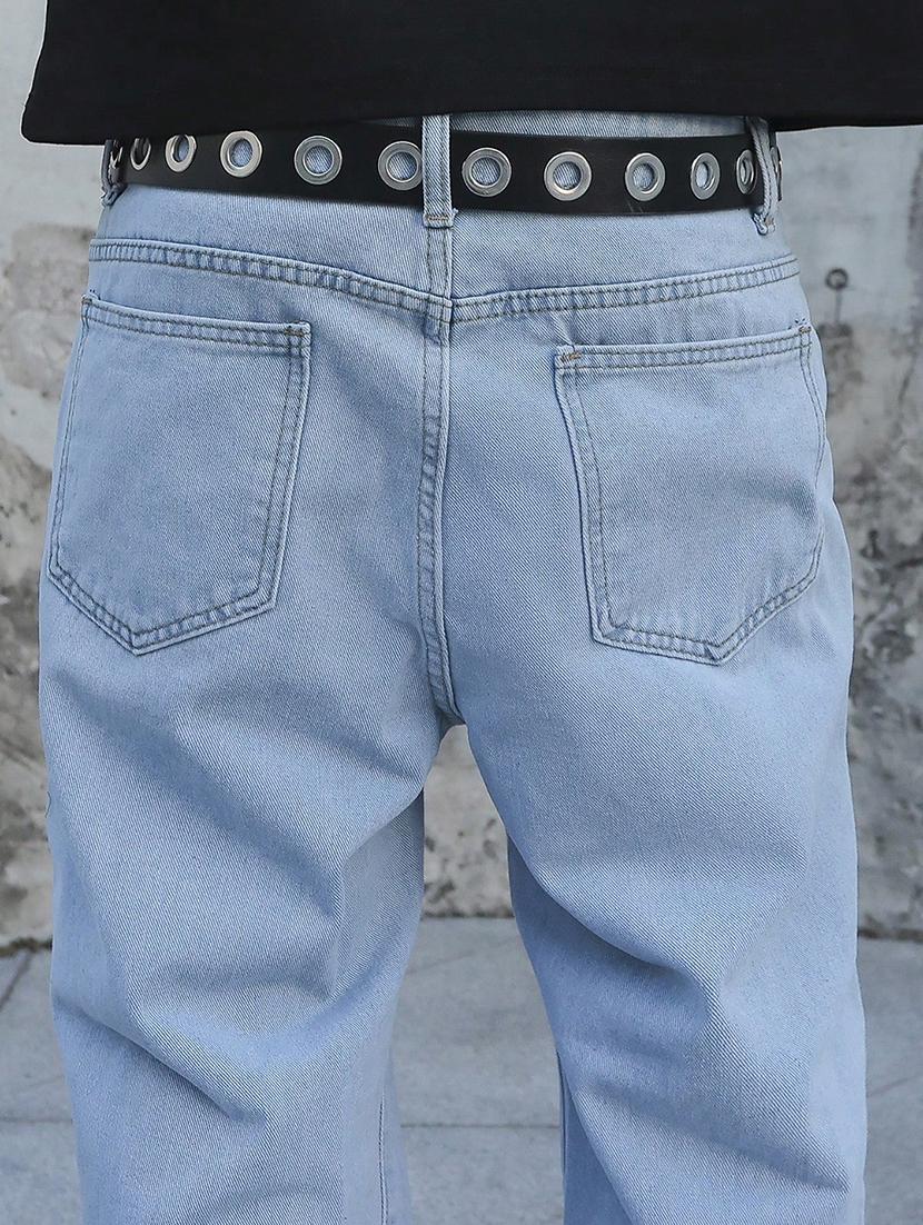 men slash knee mid rise full length baggy jeans - 21961628 - Standard Image - 7