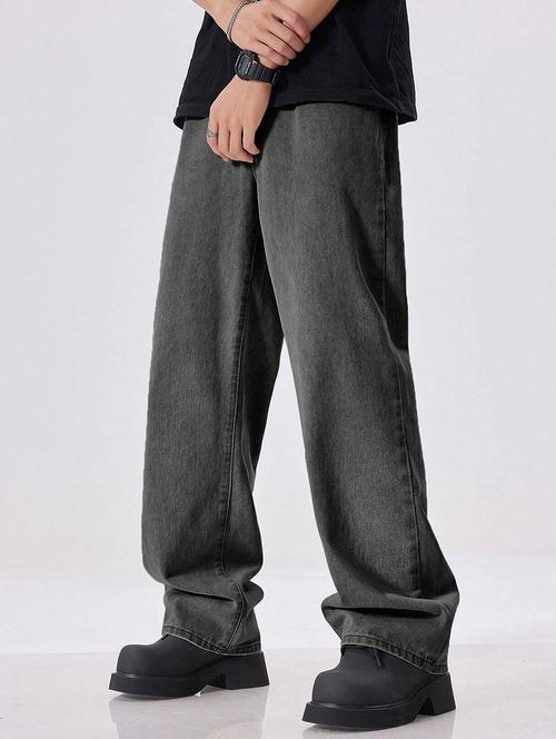 men washed mid rise full length baggy jeans - 21961632 -  Standard Image - 0