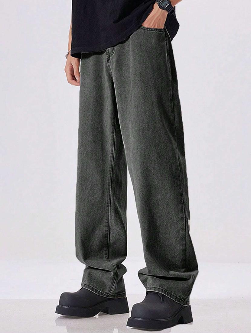 men washed mid rise full length baggy jeans - 21961632 - Standard Image - 2