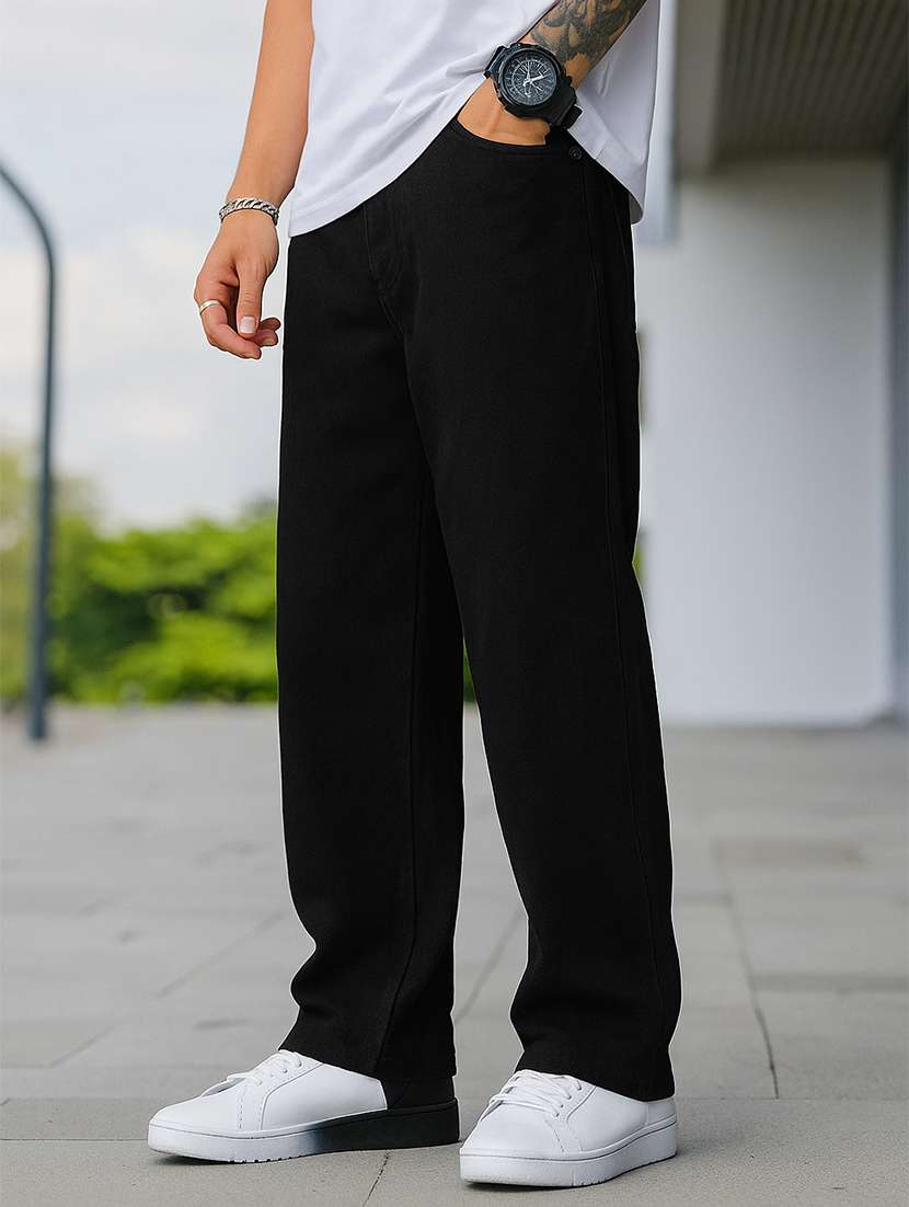 men plain mid rise full length baggy jeans - 21961636 -  Standard Image - 2