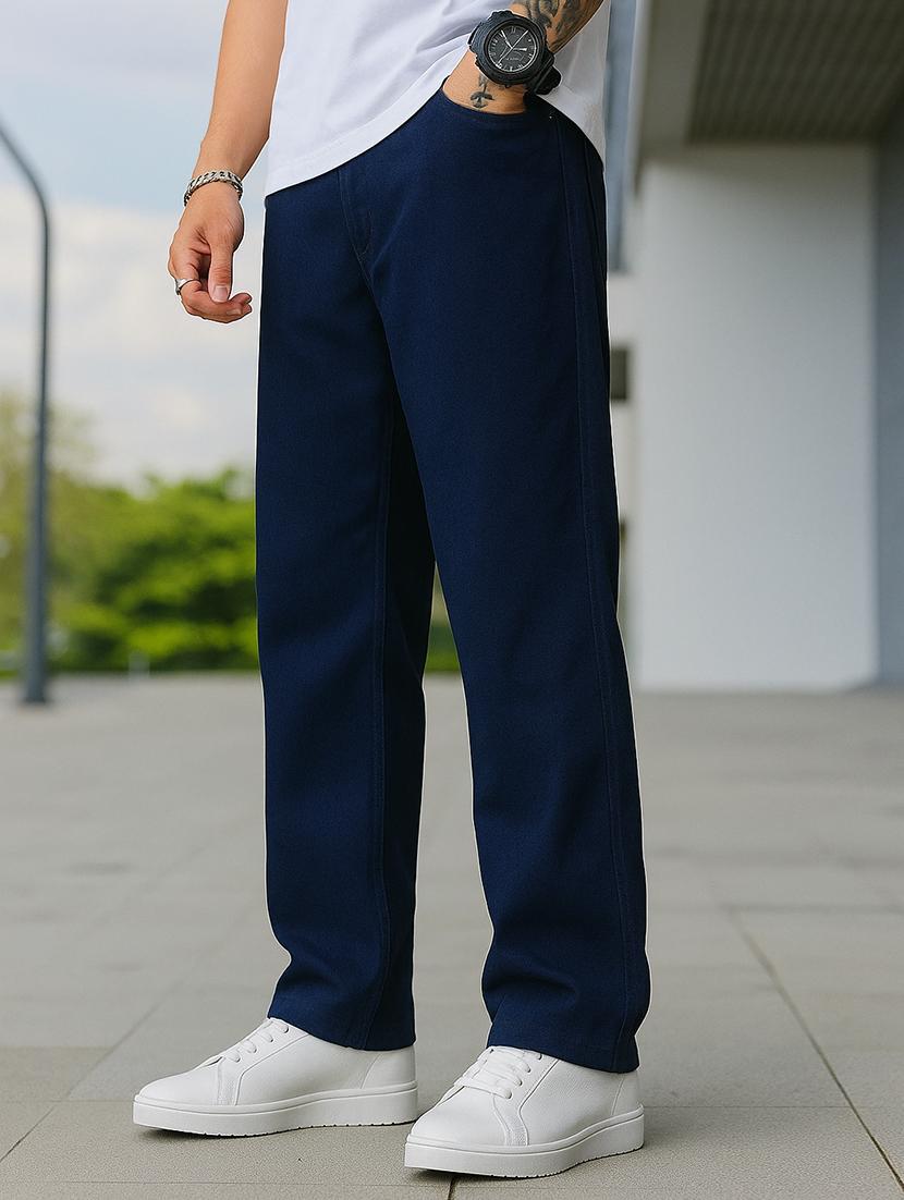 men plain mid rise full length baggy jeans - 21961638 - Standard Image - 2